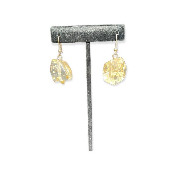 Chunky Fashion Jewelry Brown White Gold Tone Earring Set Plastic Beads Chain - Picture 3 of 6